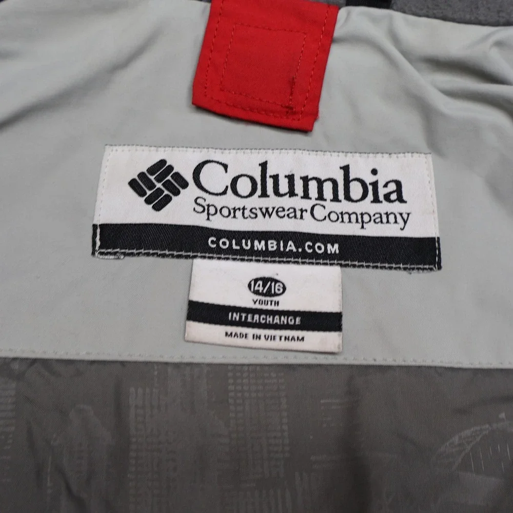 Columbia Jacket Youth 14/16 Red Bugaboo Waterproof Wind Rain Hiking 3in1 Shell